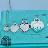 Tiffany & Co. 925 Silver SMALL Red Enamel RTT Heart Charm Pendant (bx, pch, rbn)