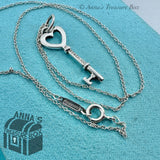 Tiffany & Co. 925 Silver Mini Heart Key 16" Necklace (box, pouch, ribbon)