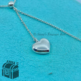 Tiffany & Co. 925 Silver Double Puff Dangle Heart 17" Necklace (pouch)