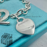 Tiffany & Co. 925 Silver RTT Heart Tag Toggle 8" Bracelet (box, pouch, ribbon)