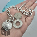 Tiffany & Co. 925 Silver RTT Heart Tag Toggle 8" Bracelet (box, pouch, ribbon)