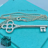 Tiffany & Co. 925 Silver LARGE 2.5" Crown Key 20" Necklace (pouch)