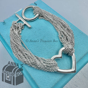 Tiffany & Co. 925 Silver Multi Strand Mesh Toggle  7.5" Bracelet (pouch)