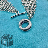 Tiffany & Co. 925 Silver Multi Strand Sevillana Mesh Toggle 16” Necklace (pouch)