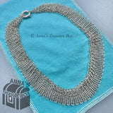 Tiffany & Co. 925 Silver Multi Strand Sevillana Mesh Toggle 16” Necklace (pouch)