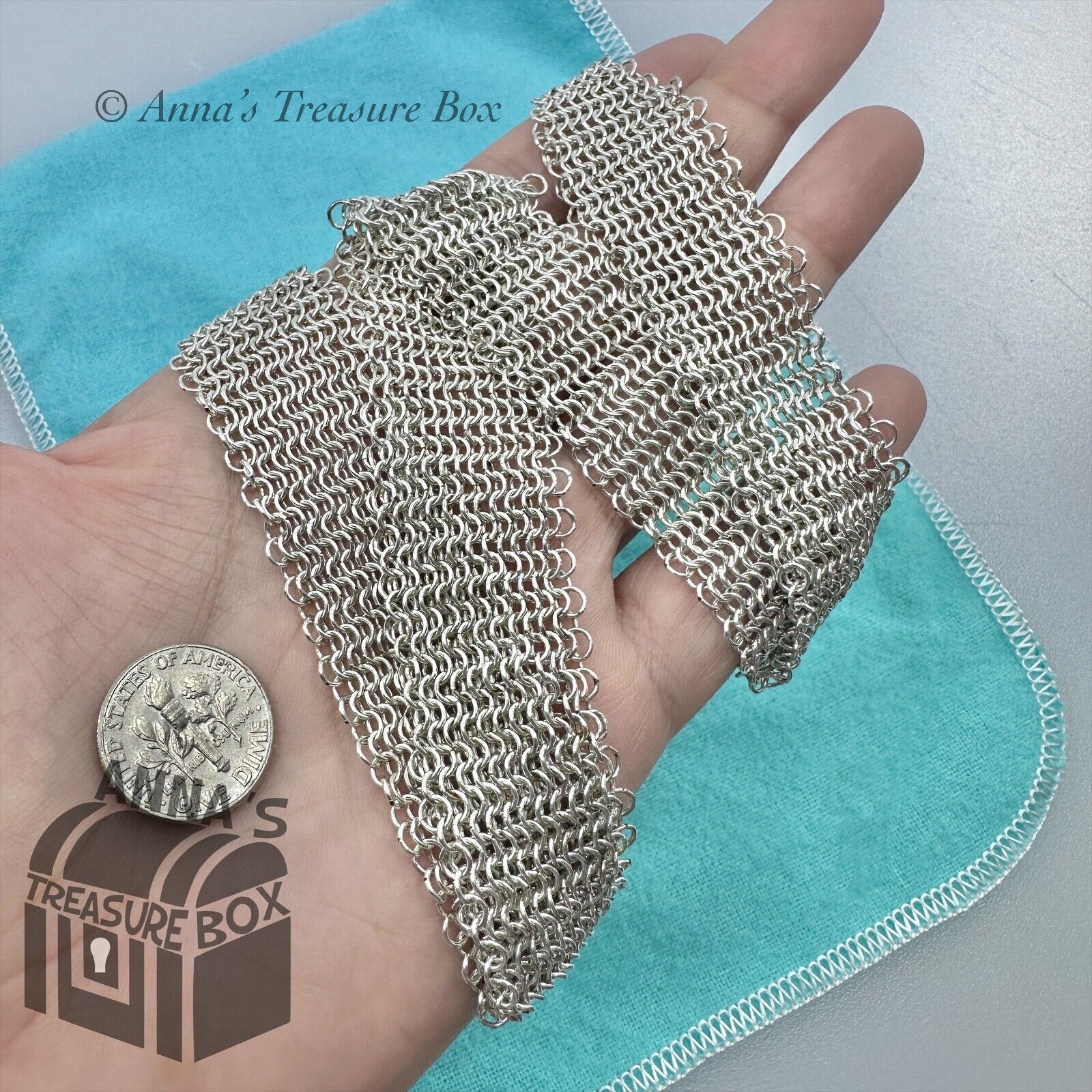 TIFFANY & CO. Estate Sterling Silver Mesh Bracelet Tiffany & Co. Authentic Peretti Silver Mesh Sevillana Toggle Bracelet display picture 1