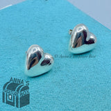 Tiffany & Co. 925 Silver Large Puffy Puff Heart Earrings (box, pouch, ribbon)