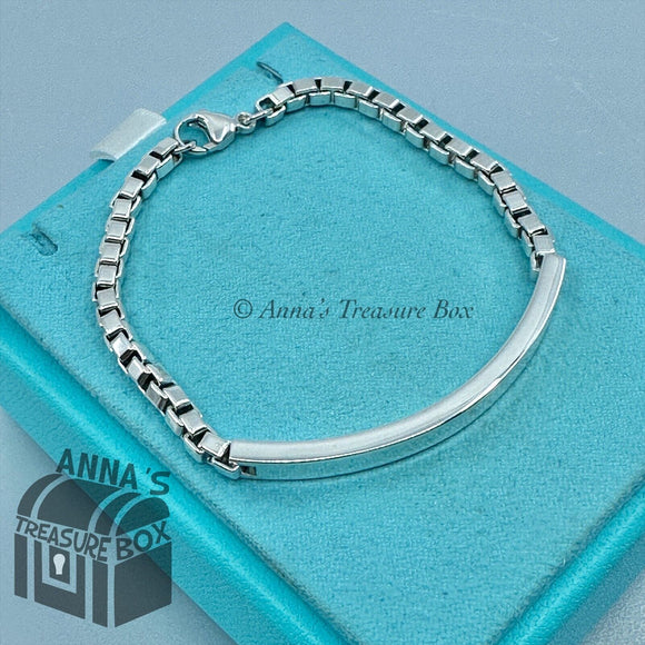 Tiffany & Co. 925 Silver Venetian Link Box ID Bracelet 7.75