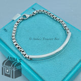 Tiffany & Co. 925 Silver Venetian Link Box ID Bracelet 7.75" (box, pouch, ribbon