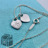 Tiffany & Co. 925 Silver Mini MOM Double Hearts 18" Necklace (box, pouch, rbbn)