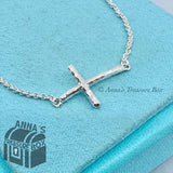 Tiffany & Co. 925 Silver Picasso Hammered Sideways Cross 6.5” Bracelet (boxset)
