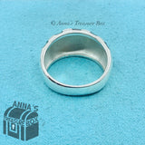 Tiffany & Co. 925 Silver Black Enamel Stripe Dome Ring Sz. 6 (box, pch, ribbon)