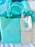 Tiffany & Co. XL Color Block Tote Crossbody Leather Bag (Box, Pouch, Ribbon)