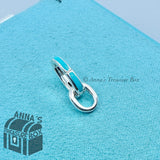 Tiffany & Co. 925 Silver Blue Enamel Clasping Link Bracelet Extender Charm