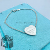 Tiffany & Co. 925 Silver RTT Heart Double Chain 6.5" Bracelet (box, pch, ribbon)