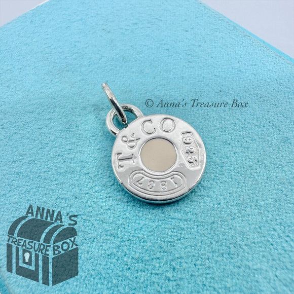 Tiffany & Co. 925 Silver 1837 Pink Enamel Round Dot Charm Pendant (pouch)