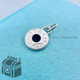 Tiffany & Co. 925 Silver 1837 Black Enamel Round Dot Charm Pendant (pouch)