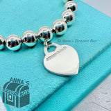 Tiffany & Co. 925 Silver 8mm Bead Ball RTT Heart Tag 7.5" Bracelet (bx, pch, rbn