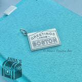 Tiffany & Co. 925 Silver Blue Enamel Boston Postcard Charm (bx, pch, rbbn)