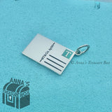 Tiffany & Co. 925 Silver Blue Enamel Boston Postcard Charm (bx, pch, rbbn)