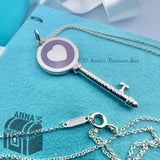 Tiffany & Co. 925 Silver Lavender Purple Enamel Key 18” Necklace (bx, pch, rbbn)