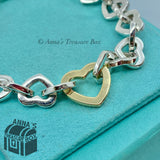 Tiffany & Co. 925 Silver 18k Gold Heart Link 8” Bracelet (pouch)