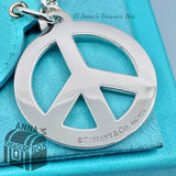 Tiffany & Co. 925 Silver & Blue Leather Peace Key Holder Keychain (bx, pch, rbn)