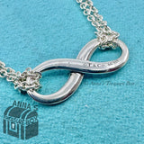 Tiffany & Co. 925 Silver Blue Enamel Infinity Double Chain 18" Necklace (pouch)