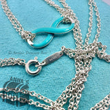 Tiffany & Co. 925 Silver Blue Enamel Infinity Double Chain 18" Necklace (pouch)