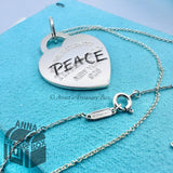 Tiffany & Co. 925 Silver LARGE Peace Etch RTT Heart 16" Necklace (Bx, Pch, Rbbn)