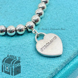 Tiffany & Co. 925 Silver 4mm Mini RTT Diamond Heart 6.75" Bracelet(Bx, pch, rbn)
