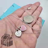Tiffany & Co. 925 Silver Mini Pink RTT Hearts Diamond 16” Necklace (bx, pch, rb)