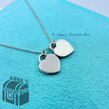 Tiffany & Co. 925 Silver Mini Blue RTT Hearts Diamond 18” Necklace (bx, pch, rb)