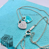 Tiffany & Co. 925 Silver Mini Blue RTT Hearts Diamond 18” Necklace (bx, pch, rb)