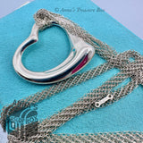 Tiffany & Co. 925 Silver L Open Heart Mesh Chain 36" Necklace (box, pouch, rbn)