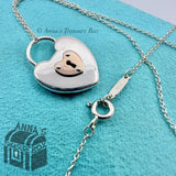 Tiffany & Co. 925 Silver 18k Rose Gold Keyhole Padlock Heart Charm 18" Necklace