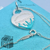 Tiffany & Co. 925 Silver MED Blue Splash Heart 16" Necklace (Box, Pch, Ribbon)