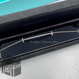 Tiffany & Co. 18K White Gold MED Diamond T Smile Diamond 7" Bracelet (box,felt)