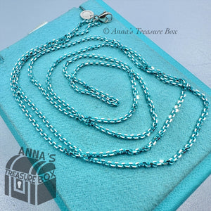 Tiffany & Co. 925 Silver Blue Enamel Sparkler Link 30" Necklace (box, pch, rbbn)