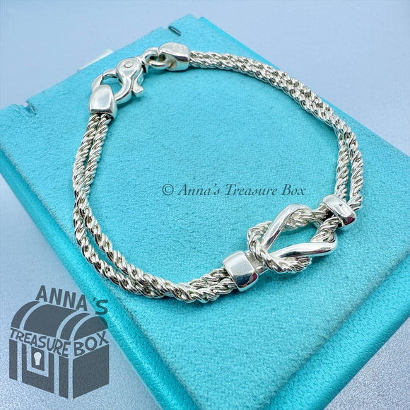 Tiffany & Co. 925 Silver Double Rope Love Knot 7.5