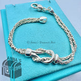Tiffany & Co. 925 Silver Double Rope Love Knot 7.5" Bracelet (box, pouch, ribbon