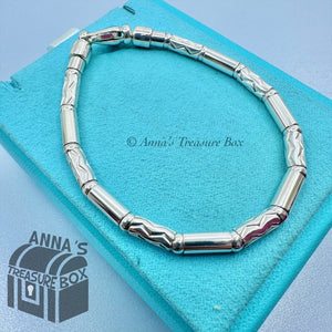 Tiffany & Co. 925 Silver Aztec Etched Zigzag 7.5" Bracelet (box, pouch, ribbon)
