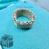 Tiffany & Co. 925 Silver Somerset Mesh Weave Unisex Ring Sz. 5 (pouch)