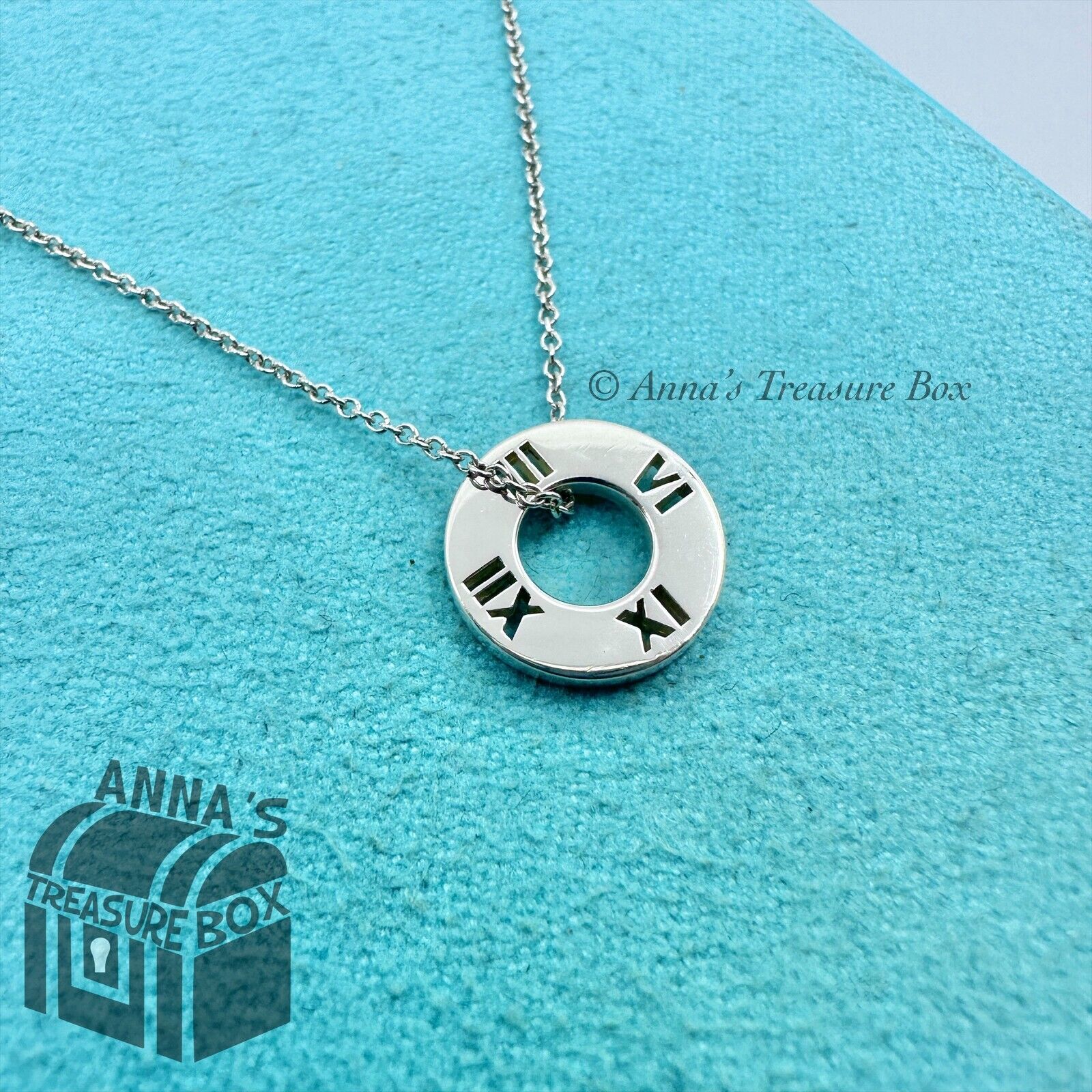 Tiffany & Co. 925 Silver Atlas Cutout Round Circle 16 Tiffany & Co. 925 Silver Atlas Cutout Round Circle 16