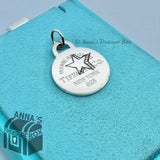 Tiffany & Co. 925 Silver LARGE Star Etched RTT Round Tag Charm (Bx, Pch, Rbn)