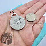 Tiffany & Co. 925 Silver LARGE Star Etched RTT Round Tag Charm (Bx, Pch, Rbn)