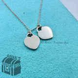 Tiffany & Co. 925 Silver Mini Blue Enamel RTT Hearts 19” Necklace (bx, pch, rb)