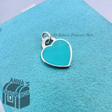 Tiffany & Co. 925 Silver SMALL Blue Enamel RTT Heart Tag (box, pouch, ribbon)