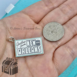 Tiffany & Co. 925 Silver Blue Enamel New Orleans Postcard Charm (bx, pch, rbbn)