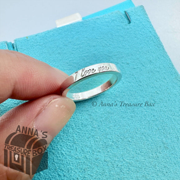 Tiffany & Co. 925 Silver I Love You Ring Band Sz. 4.75 (Pouch)